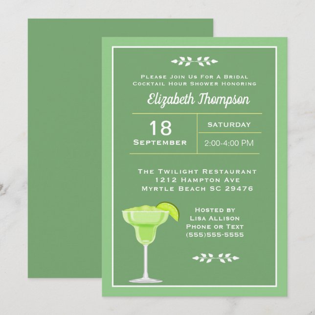Invitation Lime Margarita Bridal Cocktail de douche Invitatio (Devant / Derrière)