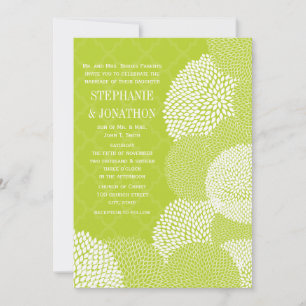 Invitation Lime Moderne Floral Chrysanthemum Mariage