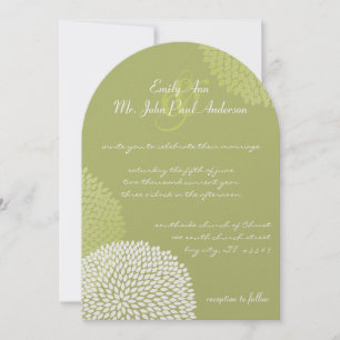 Invitation Lime Moderne Floral Chrysanthemum Mariage