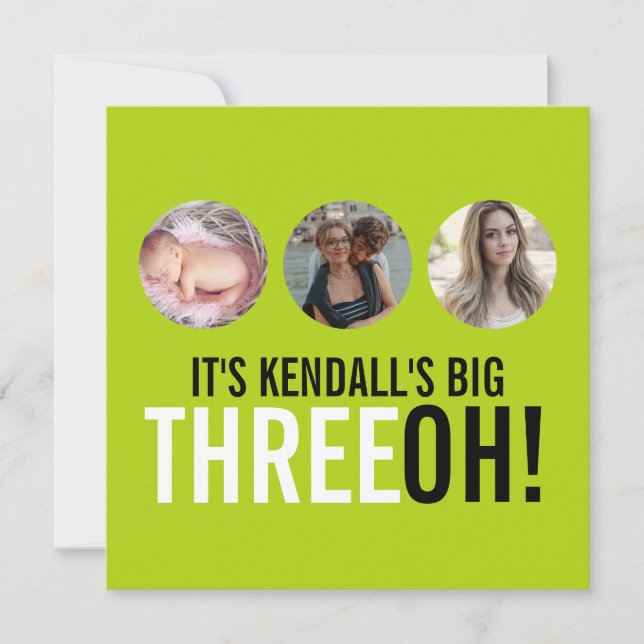 Invitation Lime noir 30e THREEOH! photo anniversaire Invitati (Devant)