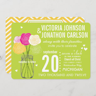 Invitation Lime Photo Ranunculus Rose ModernTypographie