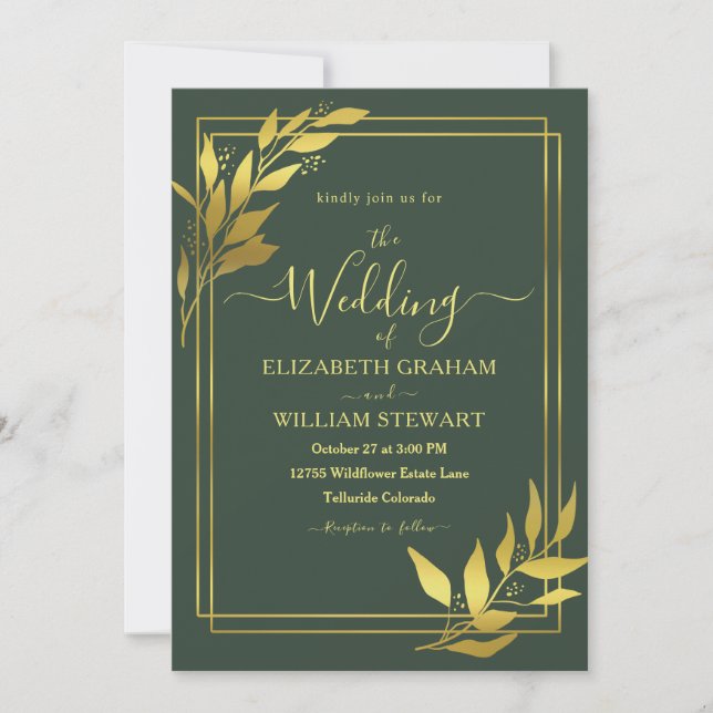 Invitation Limites royales minimalistes Mariage botanique mod (Devant)