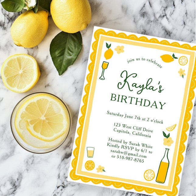 Invitation Limoncello Lemonade Lemons FÊTE D'ANNIVERSAIRE PER (Limoncello Lemonade Lemons CUSTOM BIRTHDAY PARTY Invitation
)
