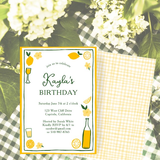 Invitation Limoncello Lemonade Lemons FÊTE D'ANNIVERSAIRE PER (Limoncello Lemonade Lemons CUSTOM BIRTHDAY PARTY Invitation
)