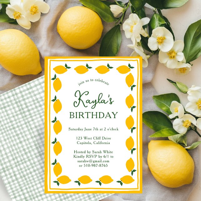 Invitation Limoncello Lemons PERSONNALISÉ JOLIE ANNIVERSAIRE (Limoncello Lemons CUSTOM Cute BIRTHDAY PARTY Invitation
)