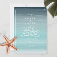 Line Art Beach Wedding Turquoise Ombre