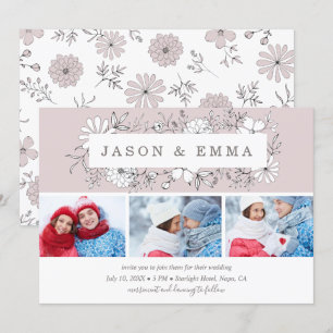Invitation Line Art Floral Frame Dusty Rose 3 Mariage photo