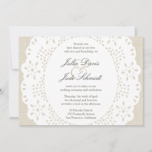 Invitation Linen Beige & Dentelle Doilie :Invitation