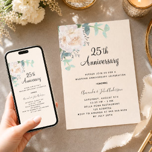 Invitation Linerie de verdure florale pour les 25 ans de mari