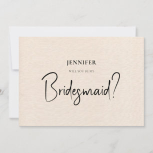 Invitation Linge Beige Blanc Script Vous Serez Ma Servante D'