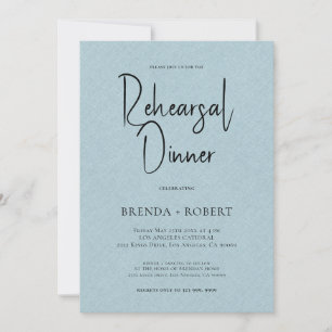 Invitation Linge bleu Simple Noir Script Dîner de répétition