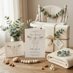 Invitation Linge de bébé neutre pour ligne de vêtements Baby