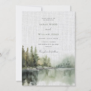 Invitation Linge romantique forêt verte Mariage