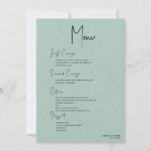 Invitation Linge vert Simple Noir Menu de bienvenue