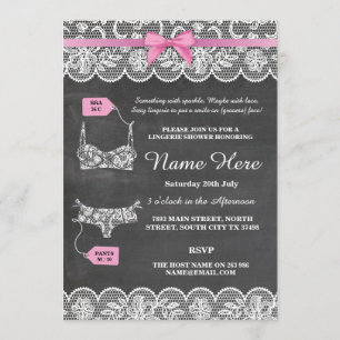 Invitation Lingerie Douche mariée fête Pink Bow dentelle Invi