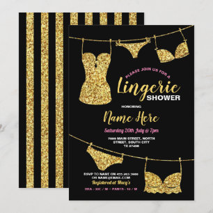 Invitation Lingerie Douche mariée Parties scintillant or rose