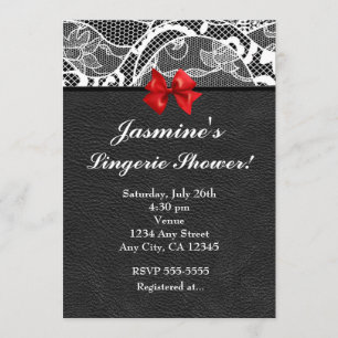 Invitation lingerie en cuir noir et dentelle blanc
