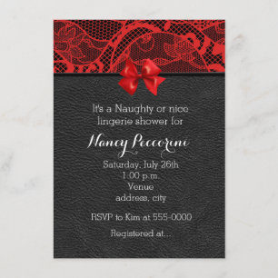 Invitation lingerie en cuir noir et dentelle rouge