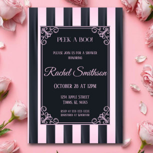 Invitation Lingerie française élégante rayée rose et noir