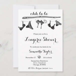 Invitation Lingerie noir et blanc sous la douche