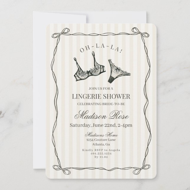 Invitation Lingerie noire Lingerie Lingerie Douche (Devant)