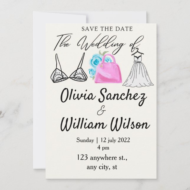 Invitation Lingerie Party with dress wedding  (Devant)