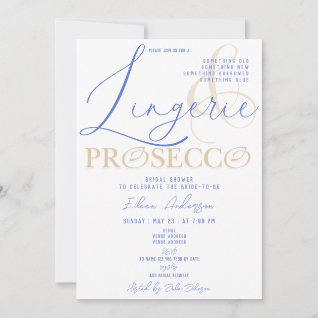 Invitation Lingerie & Prosecco Quelque chose de bleu Fête des (Devant)