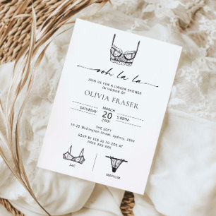 Invitation Lingerie sous la douche minimaliste dessinée à la 