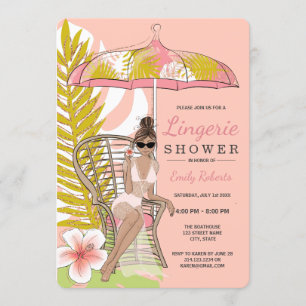 Invitation Lingerie Tropicale Mariée Brune sous la Douche