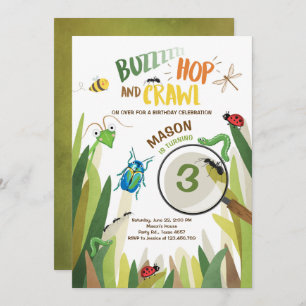 Invitation L'insecte d'invitation d'anniversaire d'insecte