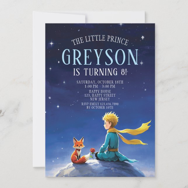 Invitation L'Invitation Anniversaire Du Petit Prince. Invitat (Devant)