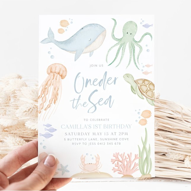 Invitation L'invitation d'anniversaire de la mer, sous la mer (Créateur téléchargé)