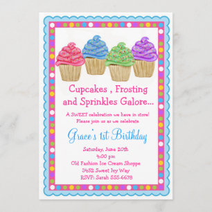 Invitation L'invitation d'anniversaire de petits gâteaux la