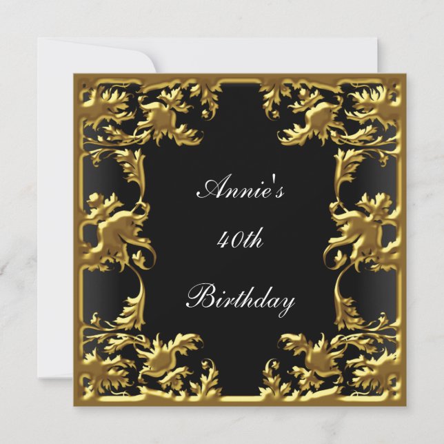 Invitation L'invitation d'anniversaire Glamour Élégant Noir O (Devant)