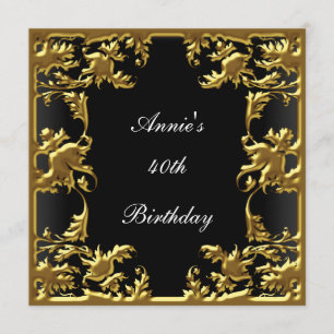 Invitation L'invitation d'anniversaire Glamour Élégant Noir O