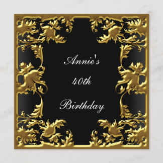 Invitation L'invitation d'anniversaire Glamour Élégant Noir O