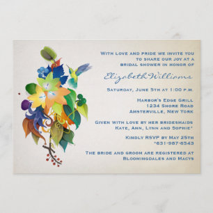 Invitation L'invitation de Fête de la mariée de colibri