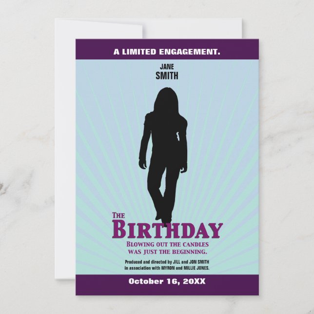 Invitation L'invitation de film d'anniversaire (fille) (Devant)