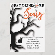L'invitation de Halloween mangent, boivent, et