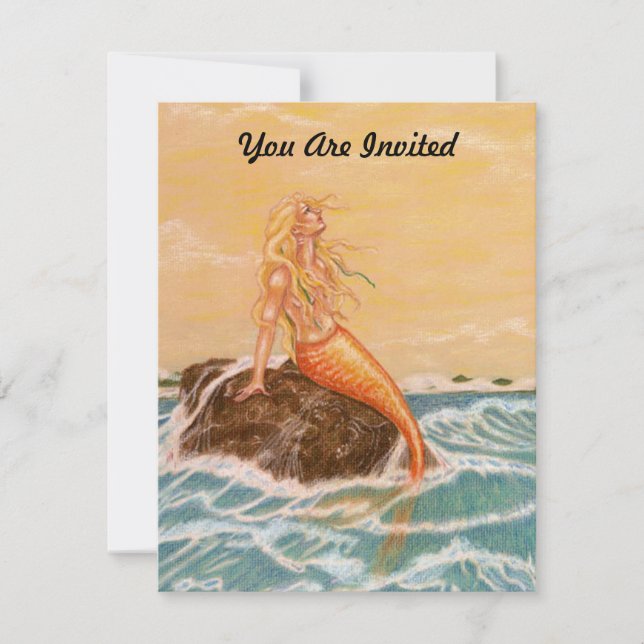 INVITATION L'INVITATION DE LA PARTIE THÈME MERMAID ~ EZ À CUS (Devant)