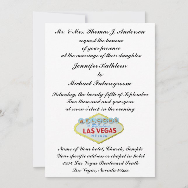 Invitation L'invitation de mariage à Las Vegas (Devant)