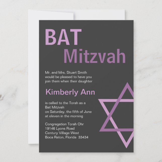 Invitation L'invitation des Bat mitzvah modernes - gris foncé (Devant)