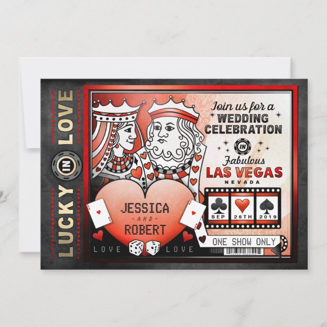 Invitation L'invitation du mariage rouge noir de Las Vegas (Devant)