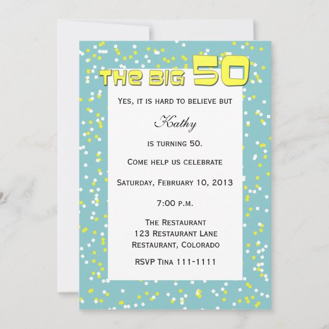 Invitation "L'Invitation grand 50" 50e anniversaire — Confett (Devant)