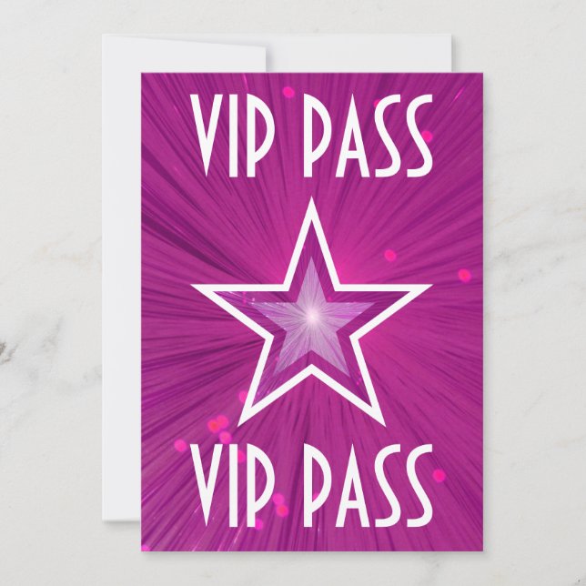 Invitation L'invitation VIP PASS de la star rose blanc (Devant)