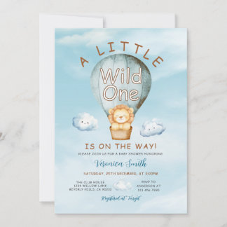 Invitation Lion A Little Wild One Hot Air balloon Baby Shower