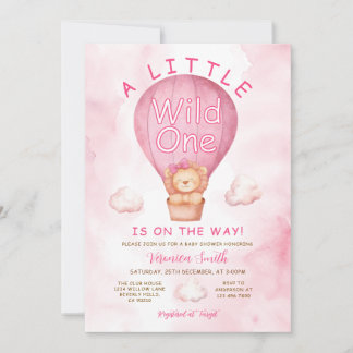 Invitation Lion A Little Wild One Hot Air balloon Baby Shower