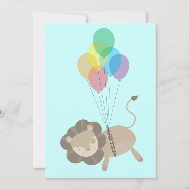 Invitation Lion avec Baby shower à ballons (Devant)
