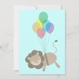 Invitation Lion avec Baby shower à ballons