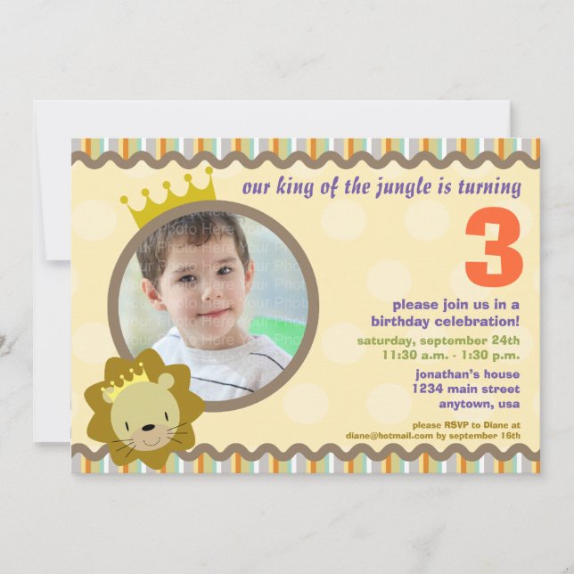 Invitation Lion avec l'invitation fait sur commande de partie (Devant)
